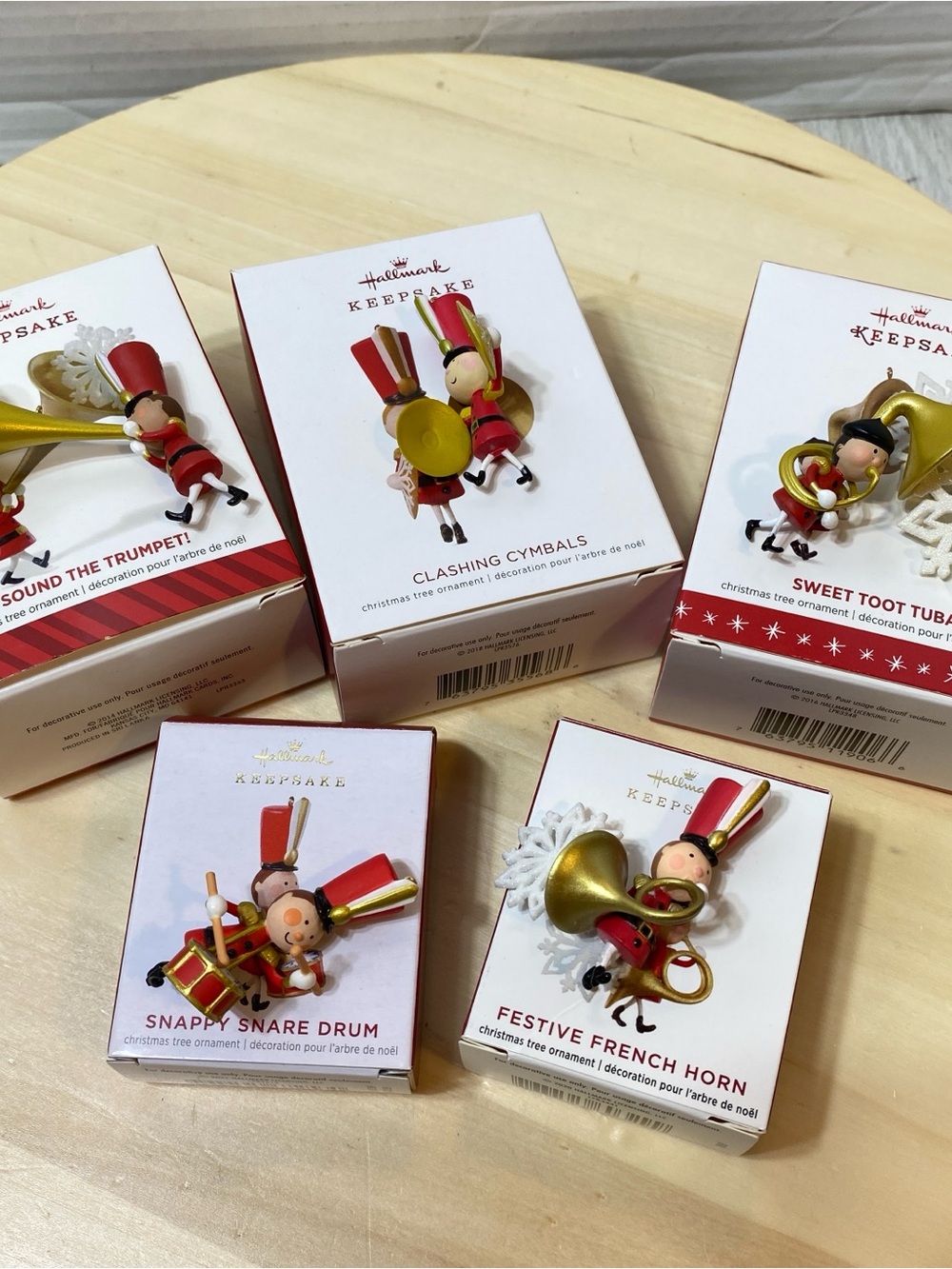 Lot of 5 Hallmark Keepsake Christmas Tree Ornaments – Toy Symphony / Band Series